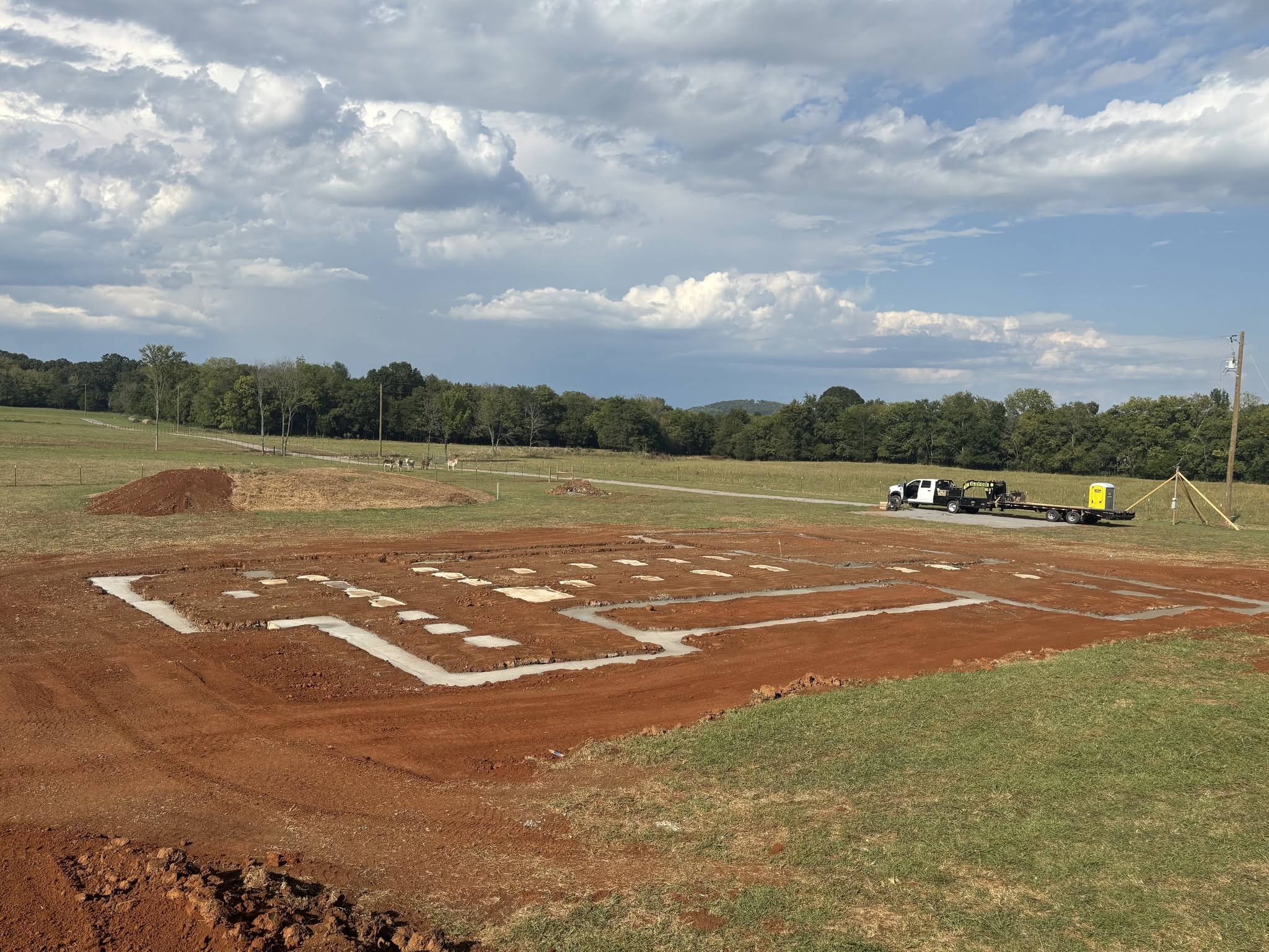 Foundation prep and concrete footings for residential construction in Lebanon, TN