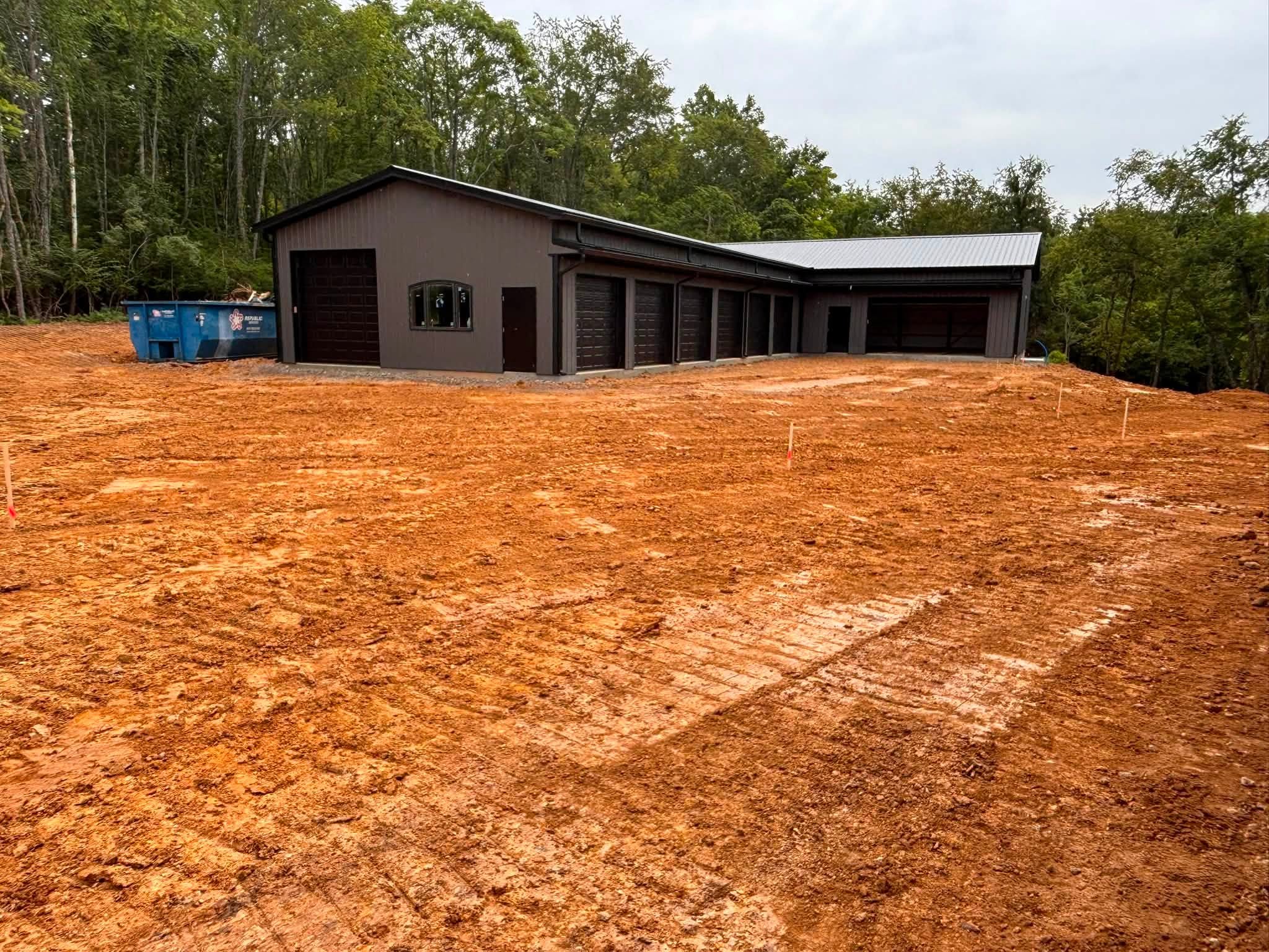 Completed commercial building after site grading in Wilson County, TN